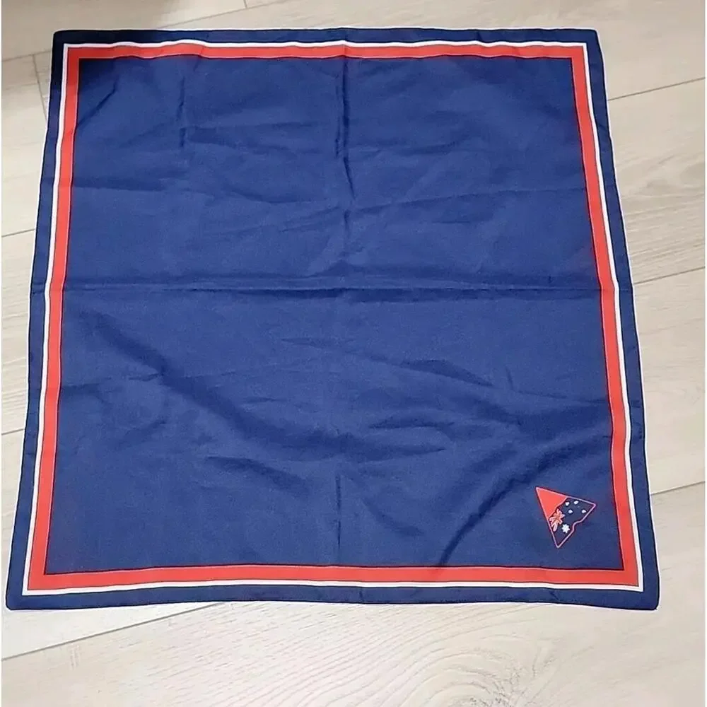 Scarf cravat Austico label 70s 80s blue and Red, White stripes 25